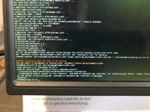 Ubuntu text showing an error￼ on tiny 7 inch monitor￼